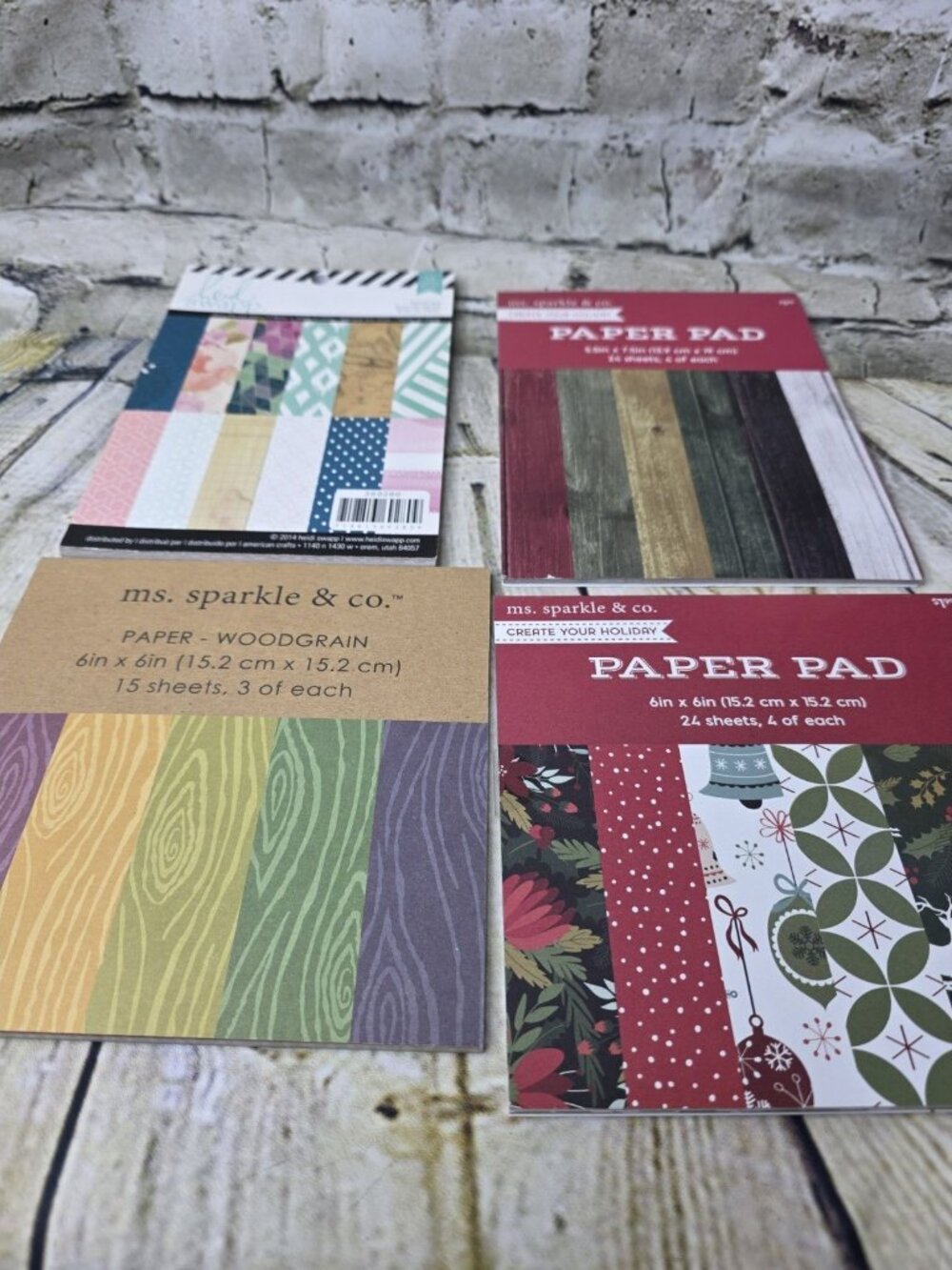 Ms Sparkle & Co Lot of Paper 6X6 5.5x7.5 4 Packs Woodgrain Christmas 5x7